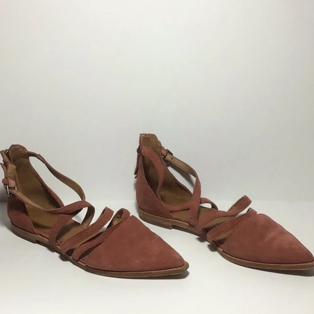 Frye Kenzie Pointed Toe Flat Sz 7 Rosewood Suede